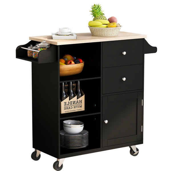 Winston Porter Solid Wood Kitchen Cart Wayfair